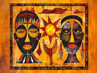 Produktbild: CALVENDO Puzzle Abstrakte Masken und afrikanische Gesichter | 1000 Teile Lege-Gr&ouml;&szlig;e 64x48cm Foto-Puzzle f&uuml;r gl&uuml;ckliche Stunden