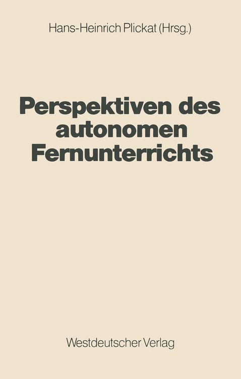 Produktbild: Perspektiven des autonomen Fernunterrichts