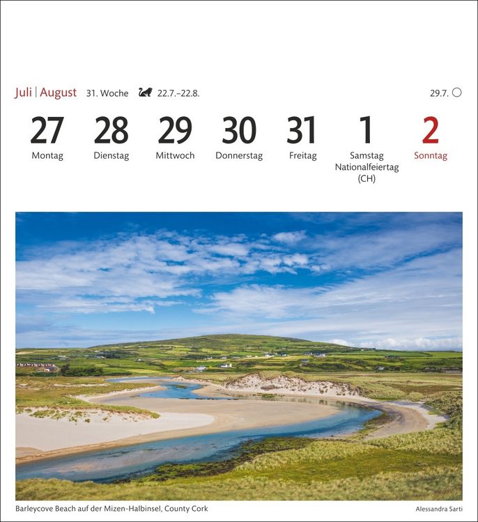 Produktbild: Irland Sehnsuchtskalender 2026 - Wochenkalender mit 53 Postkarten