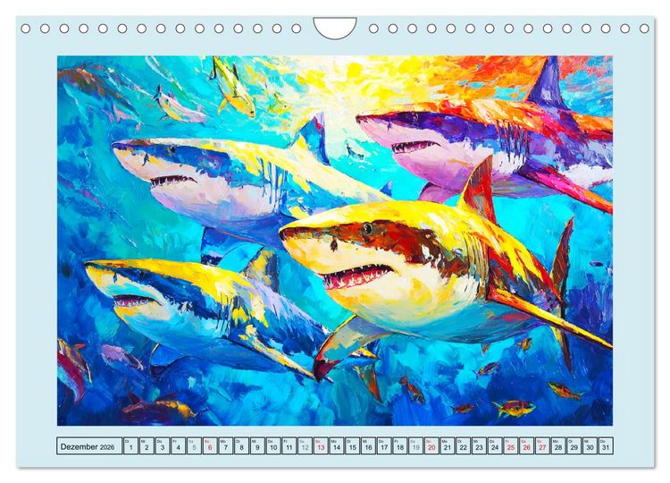 Produktbild: Im Tanz der Haie. Seelenstr&ouml;mung zwischen Mensch und Meer (Wandkalender 2026 DIN A4 quer), CALVENDO Monatskalender