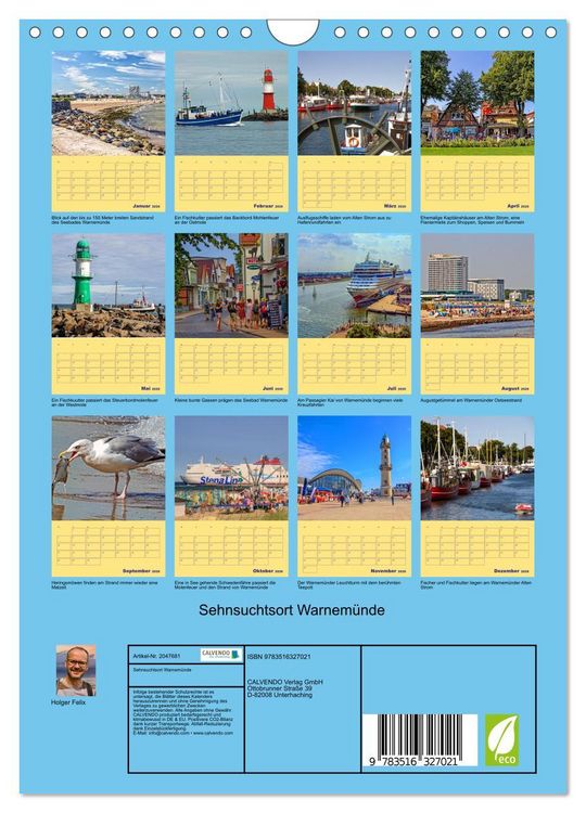 Produktbild: Sehnsuchtsort Warnem&uuml;nde (Wandkalender 2026 DIN A4 hoch), CALVENDO Monatskalender