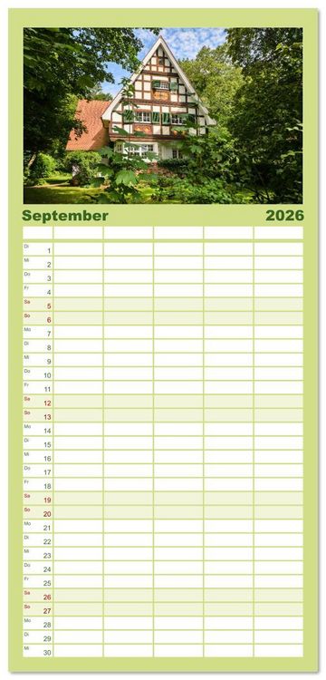 Produktbild: Familienplaner 2026 - Die Villenkolonie in Buchschlag mit 5 Spalten (Wandkalender, 21 x 45 cm) CALVENDO