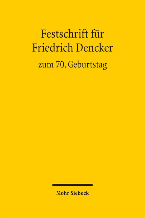 Produktbild: Festschrift f&uuml;r Friedrich Dencker zum 70. Geburtstag