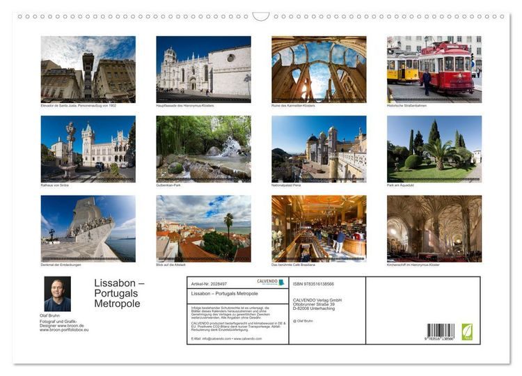Produktbild: Lissabon &ndash; Portugals Metropole (Wandkalender 2026 DIN A2 quer), CALVENDO Monatskalender