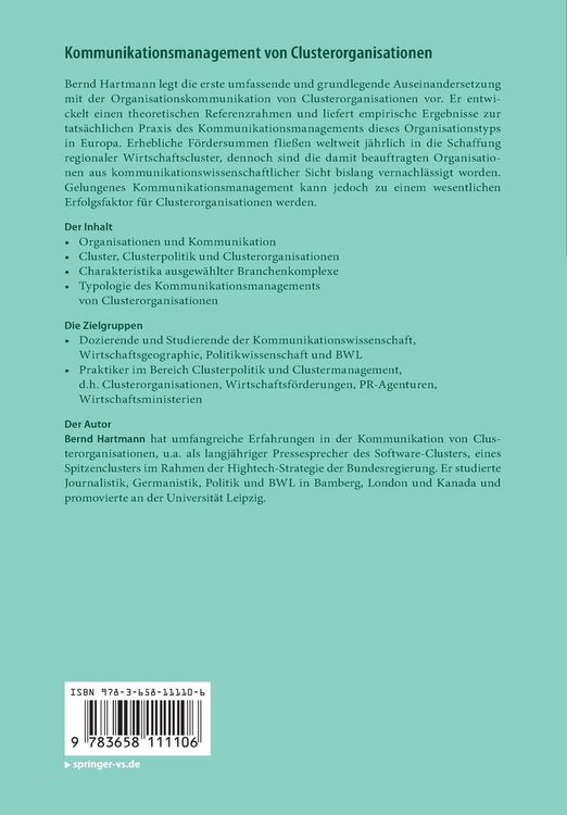 Produktbild: Kommunikationsmanagement von Clusterorganisationen