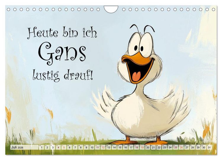 Produktbild: Gans coole Spr&uuml;che (Wandkalender 2026 DIN A4 quer), CALVENDO Monatskalender