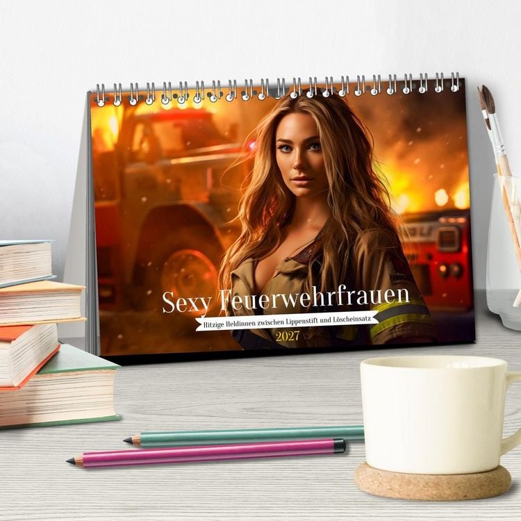Produktbild: Sexy Feuerwehrfrauen: Hitzige Heldinnen zwischen Lippenstift und L&ouml;scheinsatz (Tischkalender 2027 DIN A5 quer), CALVENDO Monatskalender