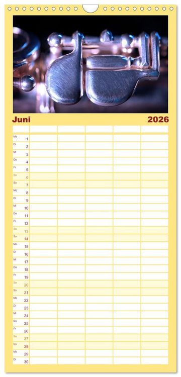 Produktbild: Familienplaner 2026 - Die Querfl&ouml;te, ein herrliches Instrument mit 5 Spalten (Wandkalender, 21 x 45 cm) CALVENDO