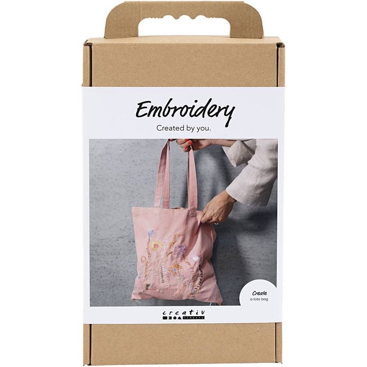 Produktbild: Creativ Company Kreativ Set Stickereien, Einkaufstasche, Rosa mattiert