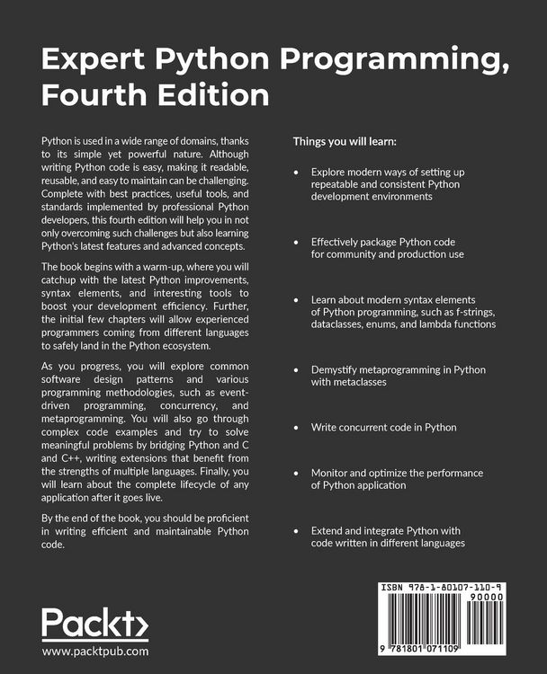 Produktbild: Expert Python Programming - Fourth Edition