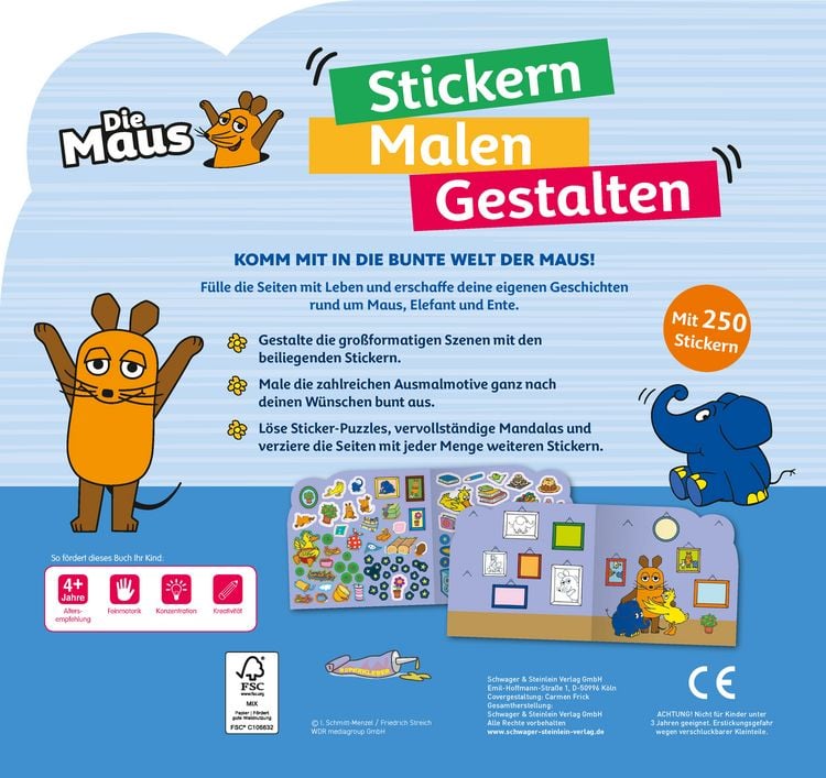 Produktbild: Die Maus &ndash; Stickern, Malen, Gestalten: Mit 250 Stickern.
