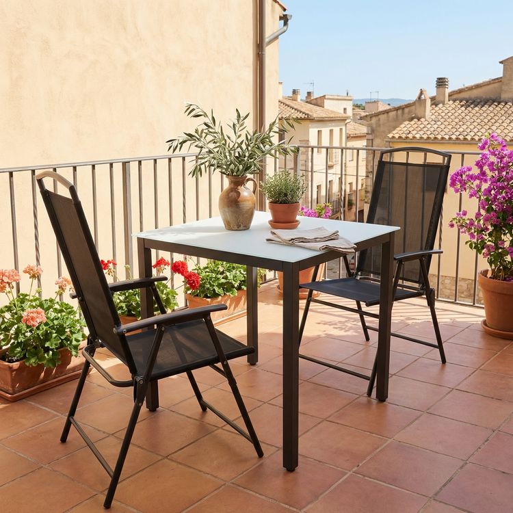 Produktbild: 3-tlg Sitzgruppe Gartenm&ouml;bel Tisch St&uuml;hle Set 80M