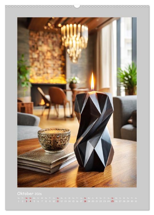 Produktbild: Formen des Lichts. Elegante Kerzenhalter in kunstvollen Interieurs (Wandkalender 2026 DIN A2 hoch), CALVENDO Monatskalender