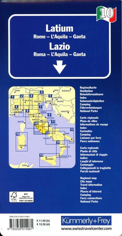 Produktbild: K&uuml;mmerly+Frey Regional-Strassenkarte 10 Latium 1:200.000