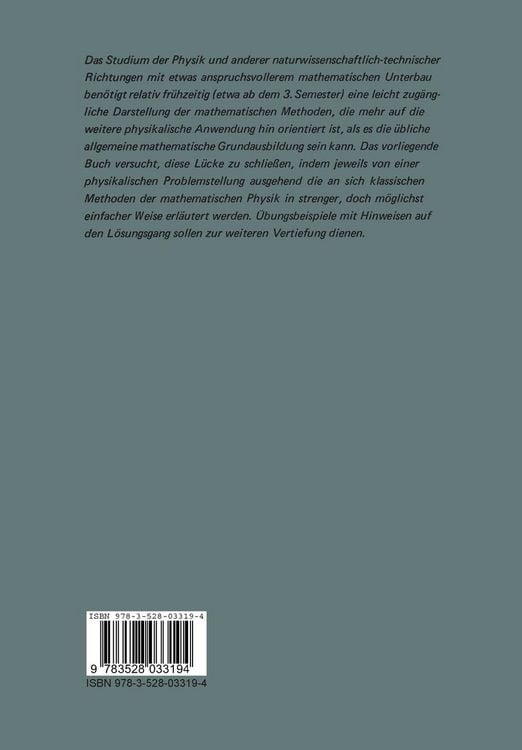 Produktbild: Einf&uuml;hrung in die mathematischen Methoden der Theoretischen Physik