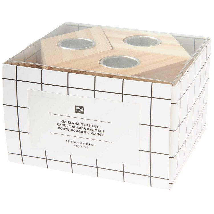 Produktbild: Kerzenhalter Raute, f&uuml;r Stabkerzen &Oslash;2,2 cm, 6-tlg