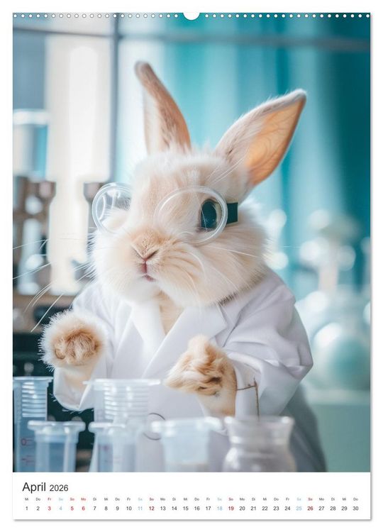 Produktbild: Was macht der Osterhase in seiner Freizeit (hochwertiger Premium Wandkalender 2026 DIN A2 hoch), Kunstdruck in Hochglanz