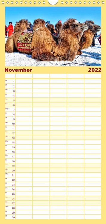 Produktbild: Familienplaner Reise durch Asien - Mongolei (Wandkalender 2022 , 21 cm x 45 cm, hoch)