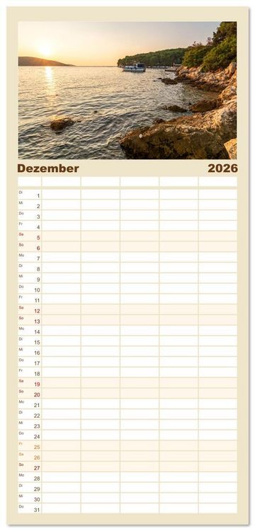 Produktbild: Familienplaner 2026 - Traumk&uuml;sten: Eine Maritime Reise um die Welt mit 5 Spalten (Wandkalender, 21 x 45 cm) CALVENDO
