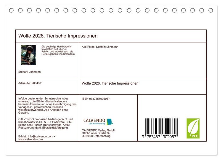 Produktbild: W&ouml;lfe 2026. Tierische Impressionen (Tischkalender 2026 DIN A5 quer), CALVENDO Monatskalender