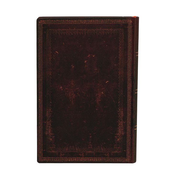 Produktbild: Softcover Notizbuch Schwarzes Marokkoleder Schlicht, Mini, Liniert
