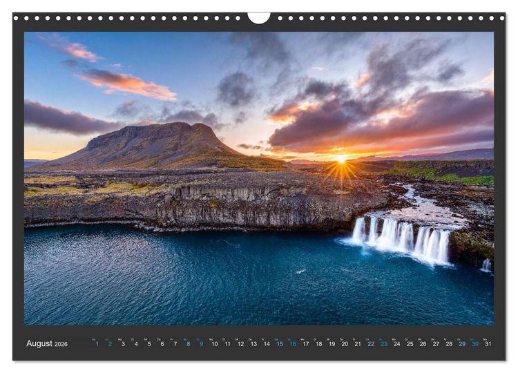 Produktbild: Island - Die sch&ouml;nsten Wasserf&auml;lle (Wandkalender 2026 DIN A3 quer), CALVENDO Monatskalender