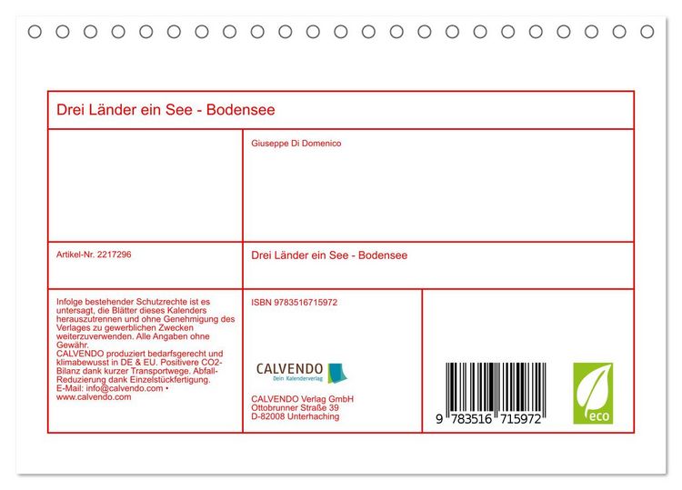 Produktbild: Drei L&auml;nder ein See - Bodensee (Tischkalender 2026 DIN A5 quer), CALVENDO Monatskalender