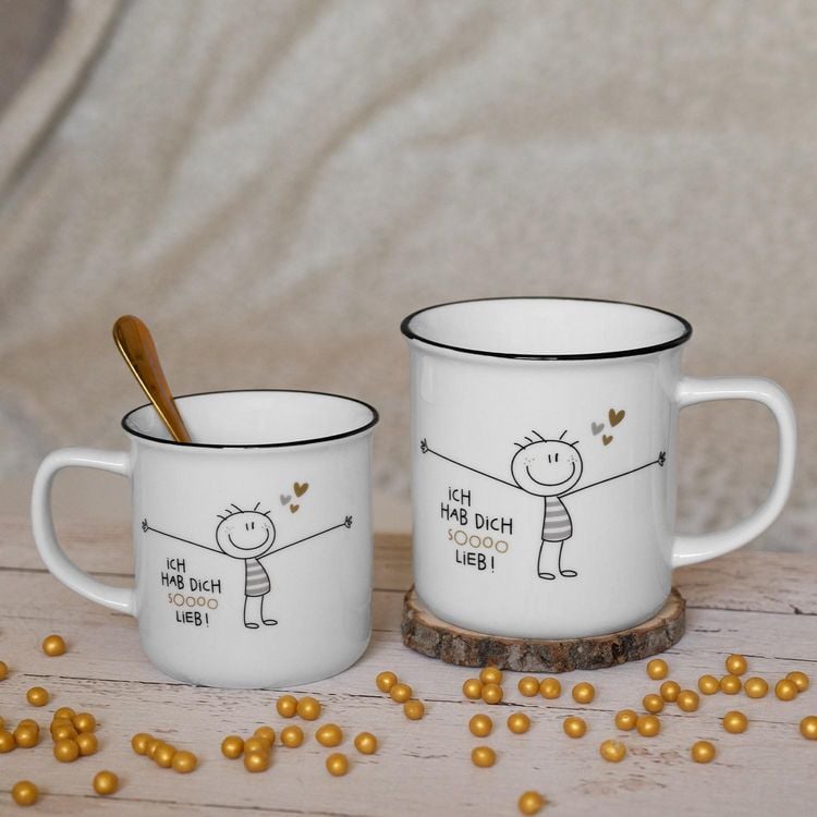 Produktbild: Becher in Emailleoptik "Hab dich sooo lieb"