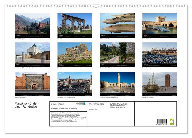 Produktbild: Marokko - Bilder einer Rundreise (Wandkalender 2026 DIN A2 quer), CALVENDO Monatskalender