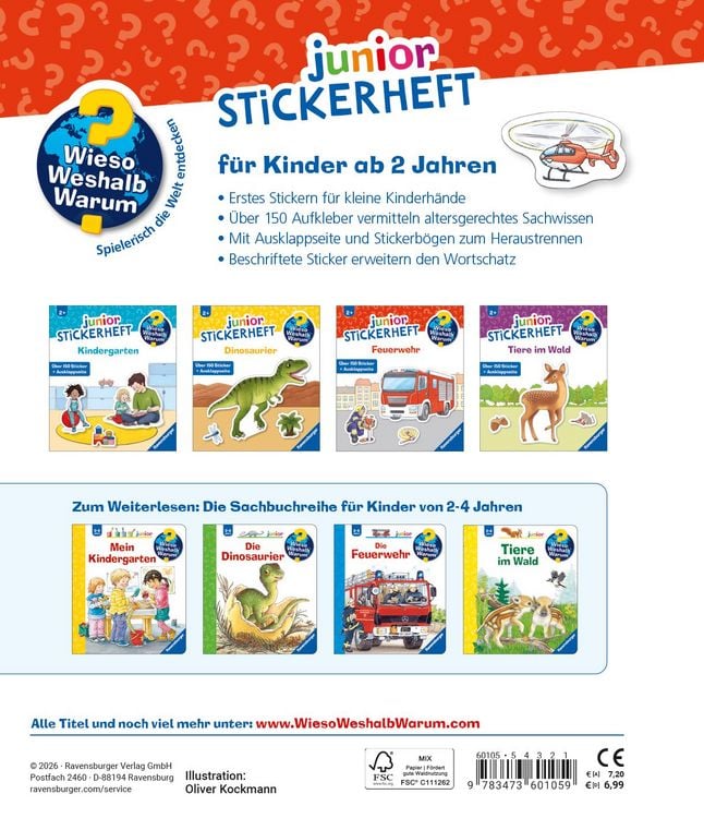 Produktbild: Wieso? Weshalb? Warum? junior Stickerheft - Feuerwehr
