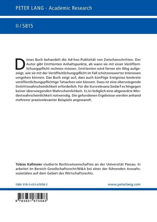 Produktbild: Ad-hoc-Publizit&auml;t von Zwischenschritten