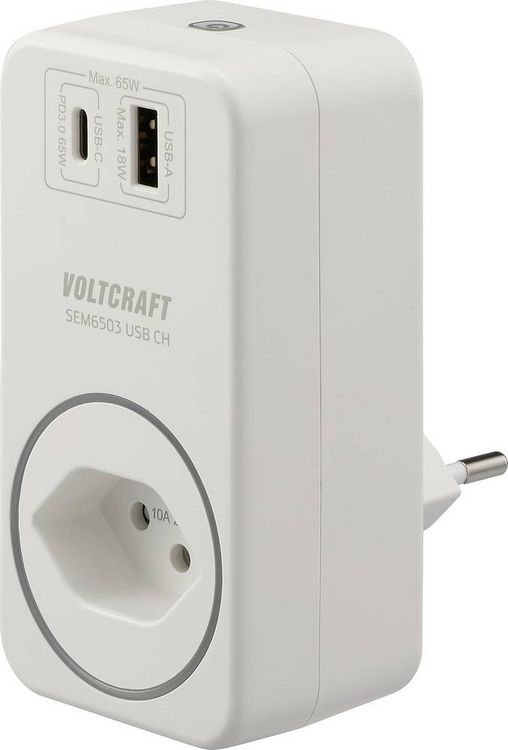 Produktbild: VOLTCRAFT SEM6503 CH Energiekosten-Messger&auml;t USB-Schnittstelle, inkl. Funksteckdose, Datenexport, Datenloggerfunktion