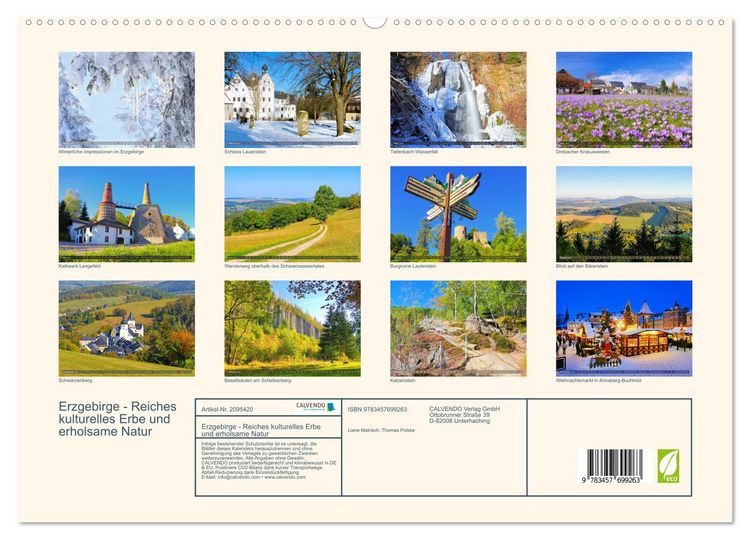 Produktbild: Erzgebirge - Reiches kulturelles Erbe und erholsame Natur (hochwertiger Premium Wandkalender 2026 DIN A2 quer), Kunstdruck in Hochglanz