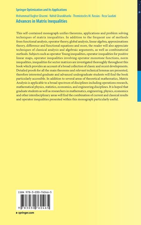 Produktbild: Advances in Matrix Inequalities