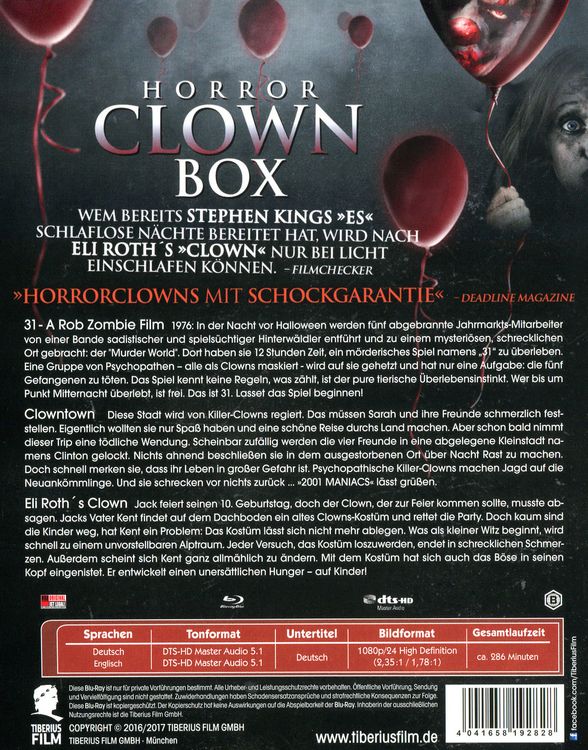 Produktbild: Horror Clown Box 1 - Uncut Edition [3 BRs]