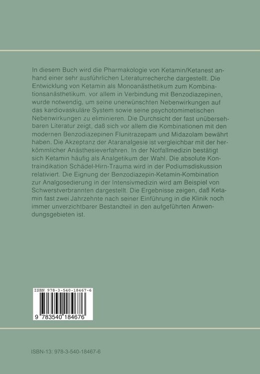 Produktbild: Neue Aspekte zu Ketamin in der Anaesthesie, Intensiv- und Notfallmedizin