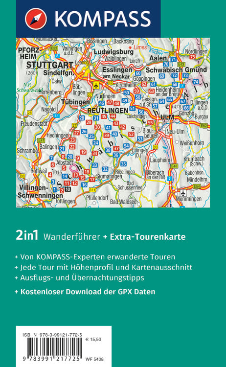 Produktbild: KOMPASS Wanderf&uuml;hrer Schw&auml;bische Alb, 75 Touren mit Extra-Tourenkarte