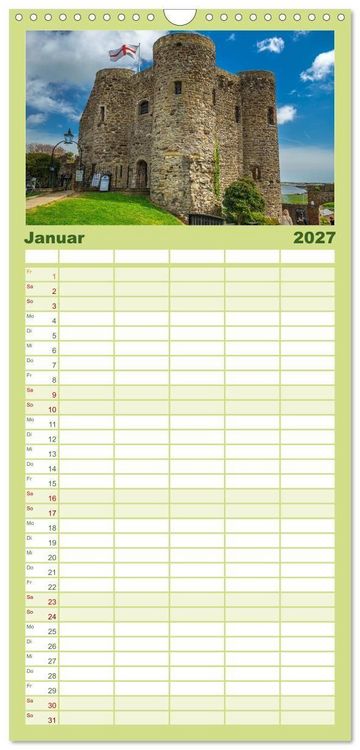 Produktbild: Familienplaner 2027 - Burgen und Schl&ouml;sser in England mit 5 Spalten (Wandkalender, 21 x 45 cm) CALVENDO