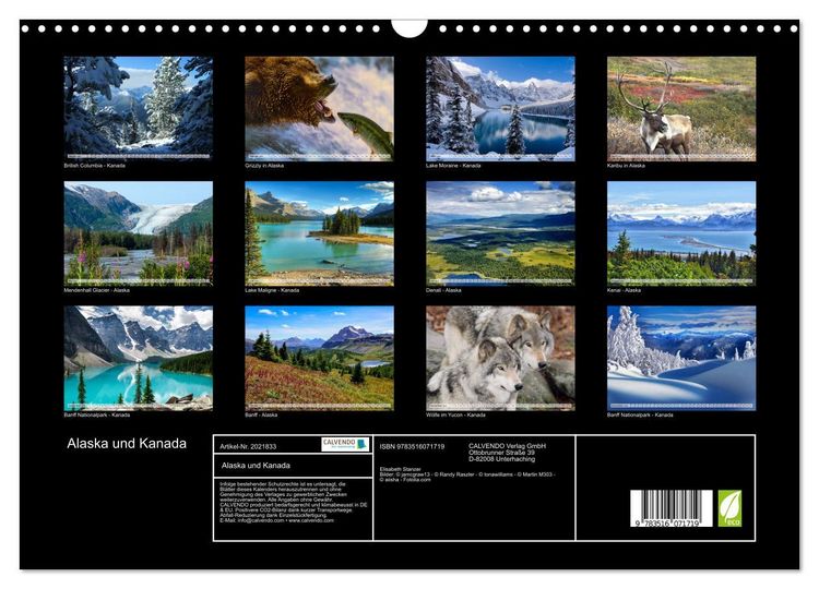 Produktbild: Alaska und Kanada (Wandkalender 2026 DIN A3 quer), CALVENDO Monatskalender