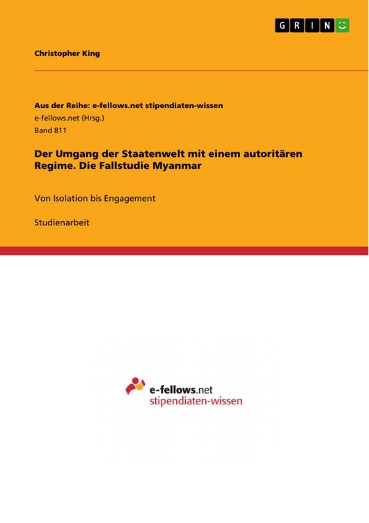 Produktbild: Der Umgang der Staatenwelt mit einem autorit&auml;ren Regime. Die Fallstudie Myanmar