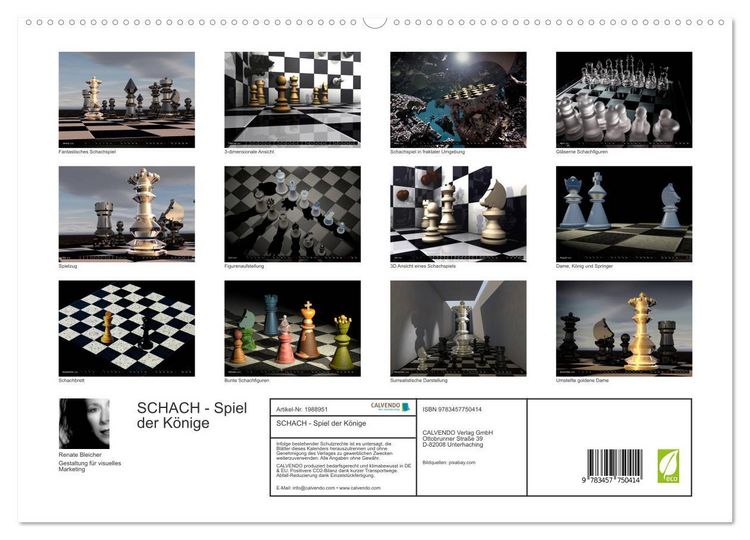 Produktbild: SCHACH - Spiel der K&ouml;nige (hochwertiger Premium Wandkalender 2026 DIN A2 quer), Kunstdruck in Hochglanz
