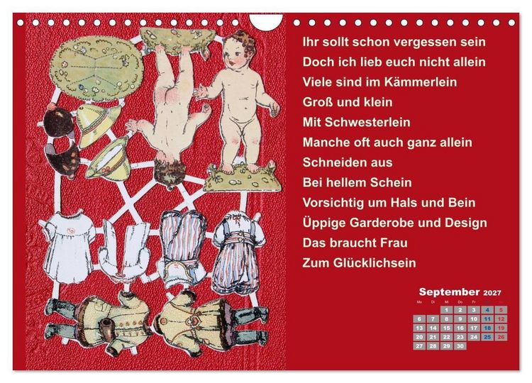 Produktbild: Papierpuppenpoesie (Wandkalender 2027 DIN A4 quer), CALVENDO Monatskalender