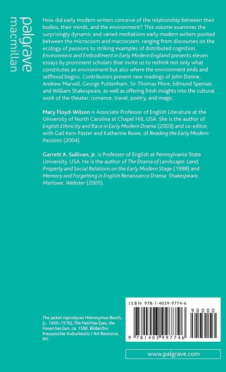 Produktbild: Environment and Embodiment in Early Modern England