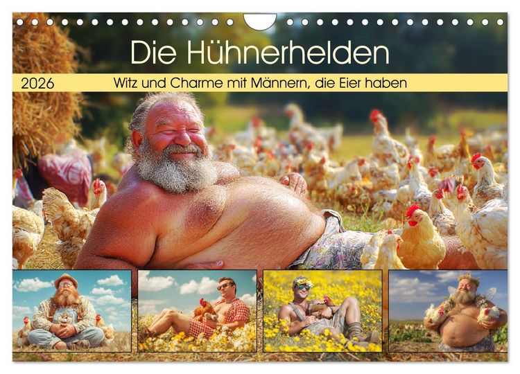 Produktbild: Die H&uuml;hnerhelden. Witz und Charme mit M&auml;nnern, die Eier haben (Wandkalender 2026 DIN A4 quer), CALVENDO Monatskalender