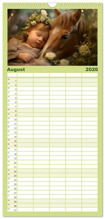 Produktbild: Familienplaner 2026 - Kleine Schlummerparade: Babys und ihre kuscheligen Tierfreunde mit 5 Spalten (Wandkalender, 21 x 45 cm) CALVENDO