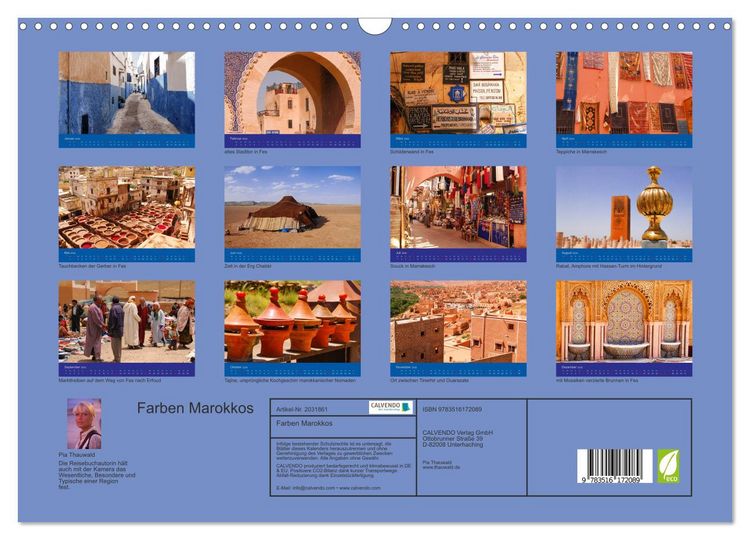 Produktbild: Farben Marokkos (Wandkalender 2026 DIN A3 quer), CALVENDO Monatskalender