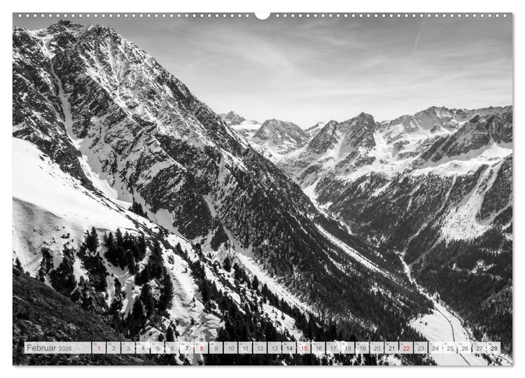 Produktbild: Bergpixels Schwarz-Wei&szlig;e Gebirgstr&auml;ume (Wandkalender 2026 DIN A2 quer), CALVENDO Monatskalender