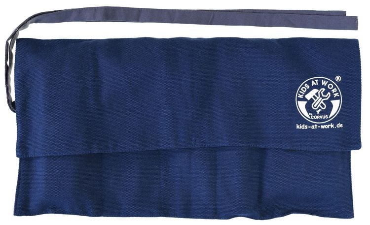 Produktbild: Corvus A600356 - Kids-at-Work, Werkzeugrolle gro&szlig; Set01 (mit Werkzeug), Werkzeugtasche mit 5 F&auml;cher, Stoff, blau, 20x37cm