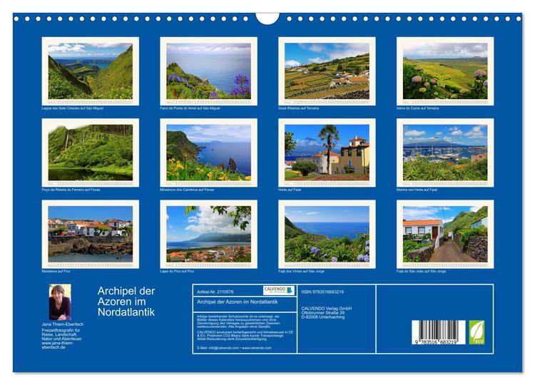 Produktbild: Archipel der Azoren im Nordatlantik (Wandkalender 2026 DIN A3 quer), CALVENDO Monatskalender