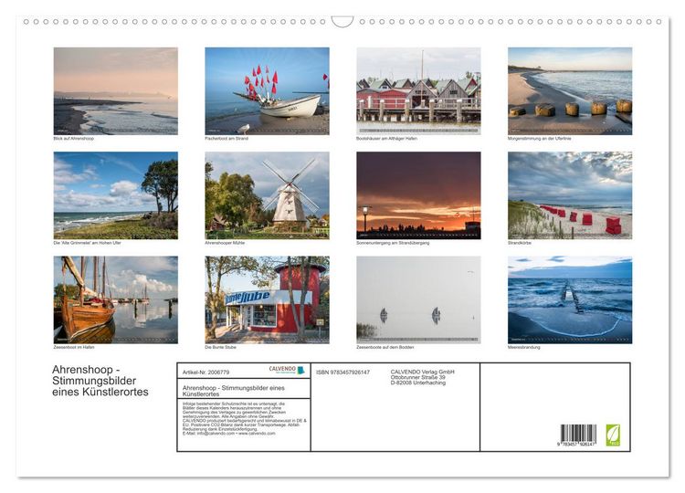 Produktbild: Ahrenshoop - Stimmungsbilder eines K&uuml;nstlerortes (Wandkalender 2026 DIN A2 quer), CALVENDO Monatskalender